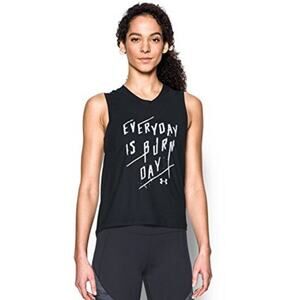 Under Armour Thin Black Athletic Muscle Tank Top Every Day Is Burn Day Size LG